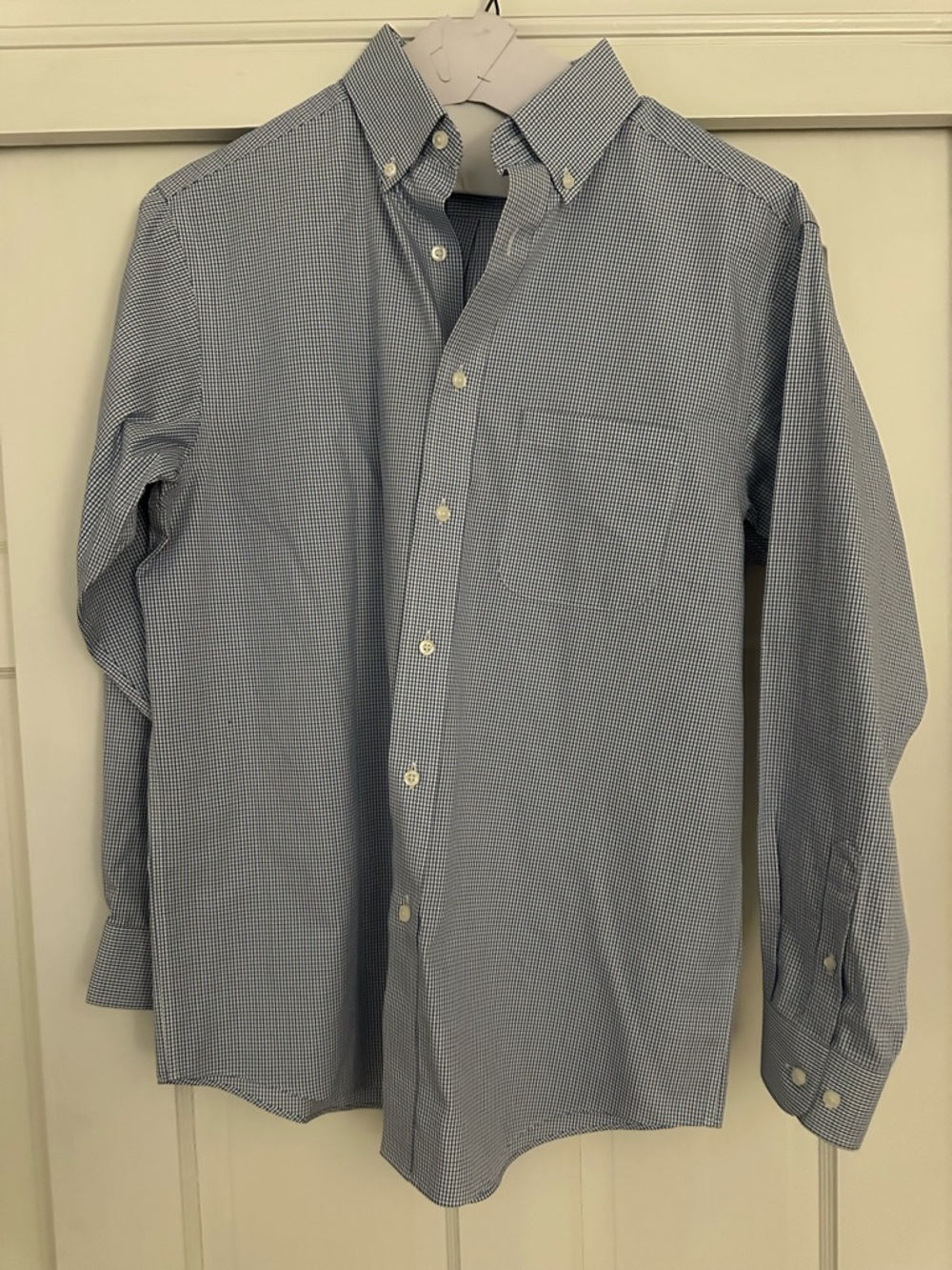 Roundtree & Yorke Blue Micro-Check Button-Down Dress Shirt